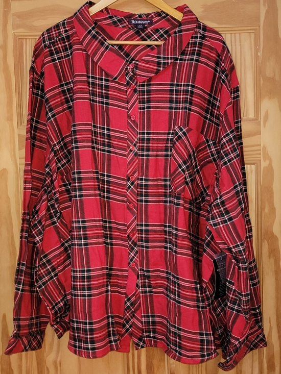 Roaman's Tops - Roaman's Red and Black Plaid Button-Down Shirt - Size 42W